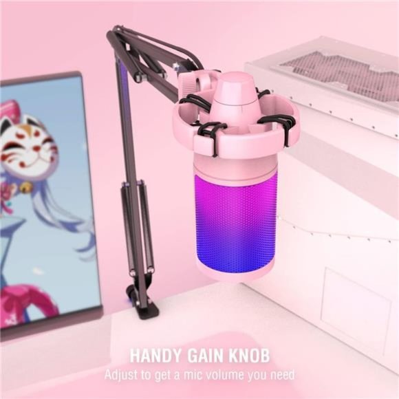 Gaming USB Microphone Kit, PC Streaming Recording Computer RGB Microphone Set - Picture 4 of 6